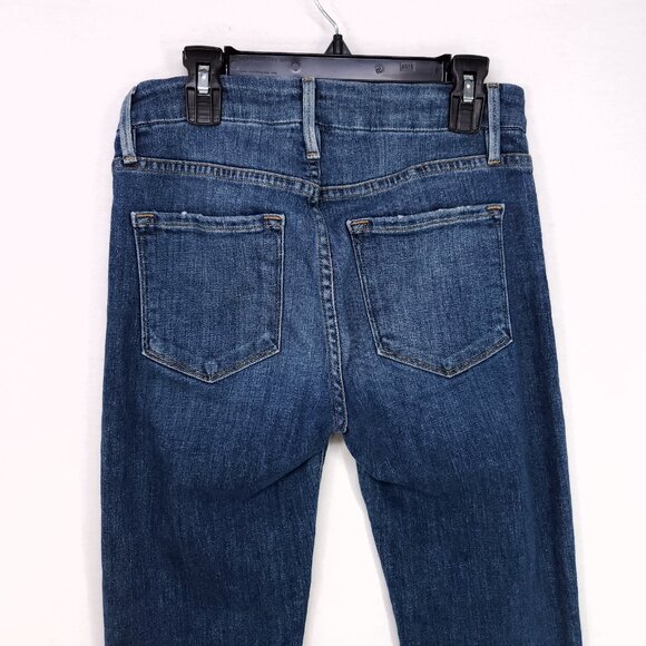 Frame Le Crop Mini Boot Cut-Leg Jeans Womens Size 24 Dark Wash Denim - Picture 14 of 16